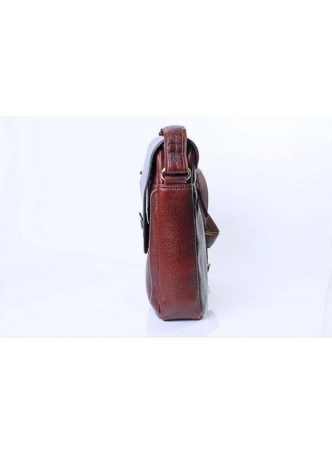 Mont Hawk Men's Leather Tablet Bag – Premium Crossbody Shoulder Messenger Bag for 10-Inch Tablet, Business Office Travel Casual Sling Bag, Brown - Image 2