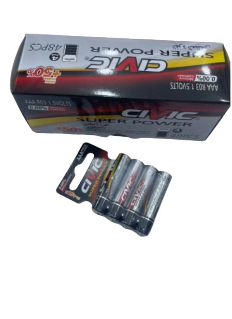 I got tired of changing the batteries of the remote control and I paid large sums because of buying a small amount  Now we offer you (48) AAAR03 size batteries at an excellent price  Batteries for the