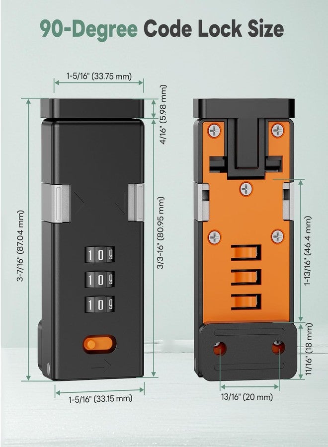 MeBantoo 90 Degree Barn Door Combination Lock, 3 Digit Password Keyless Home Security Lock for Kitchen Cabinet, Drawer, Locker, Sliding Closet Doors - Sturdy and Practical Gate Latch (1, Black) - Image 2