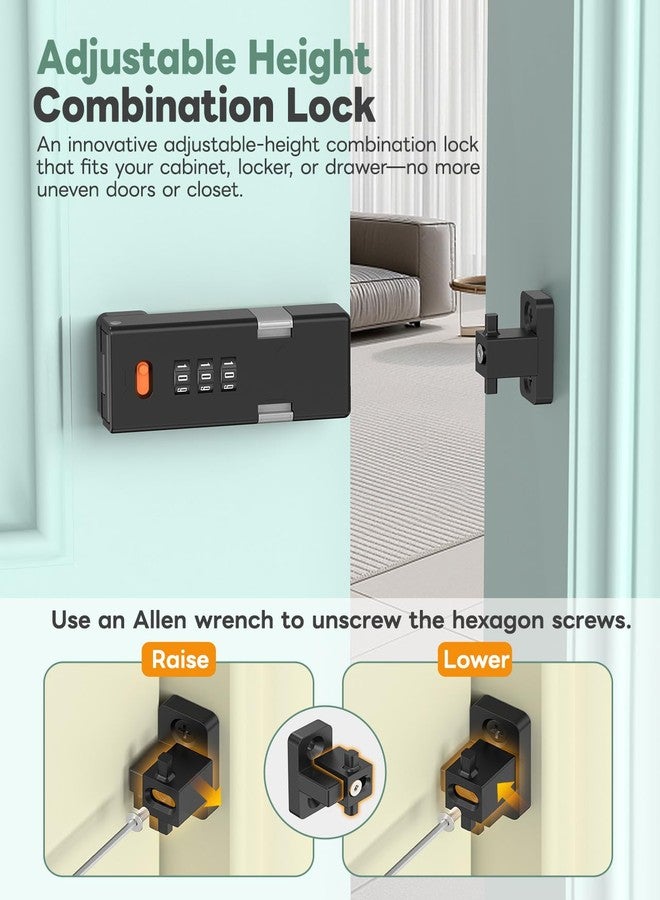 MeBantoo 90 Degree Barn Door Combination Lock, 3 Digit Password Keyless Home Security Lock for Kitchen Cabinet, Drawer, Locker, Sliding Closet Doors - Sturdy and Practical Gate Latch (1, Black) - Image 5