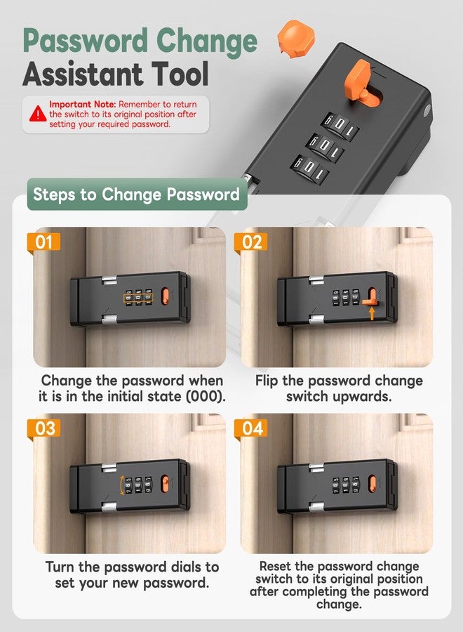 MeBantoo 90 Degree Barn Door Combination Lock, 3 Digit Password Keyless Home Security Lock for Kitchen Cabinet, Drawer, Locker, Sliding Closet Doors - Sturdy and Practical Gate Latch (1, Black) - Image 4