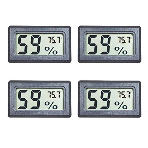 Veanic 4Pack Mini Digital Temperature Humidity Meters Gauge Indoor Thermometer Hygrometer LCD Display Fahrenheit  for Reptile TankJarsGuitar CaseGreenhouse Garden Cellar Fridge Closet 