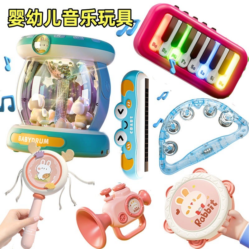 Children'S Science And Education Music Toys Infant Early Childhood Education Cognitive Musical Instruments Waving Drum Hand Drum Harmonica Horn Rattle - Image 2