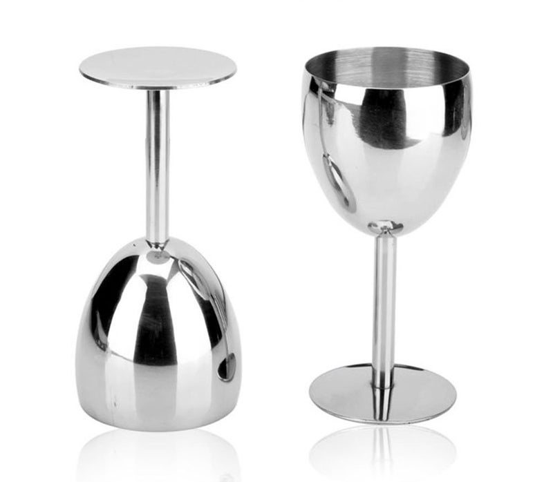 Dynore Stainless Steel Goblet Wine Glass Set of 2, 250 ml - Image 2