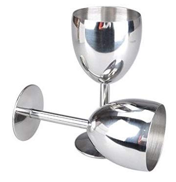 Dynore Stainless Steel Goblet Wine Glass Set of 2, 250 ml - Image 4