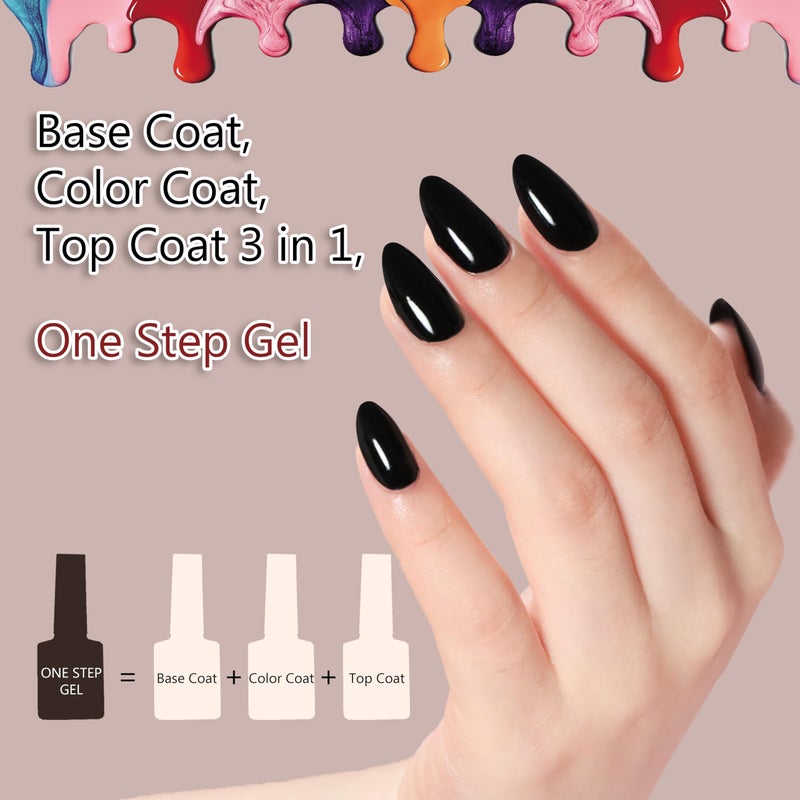 FZANEST Black Gel Polish Top Base Coat for Chrome Nail Powder, Hema-Free 3 in 1 One Step Gel Nail Polish Soak Off LED UV Nail Art Starter Manicure 15ml - Image 2