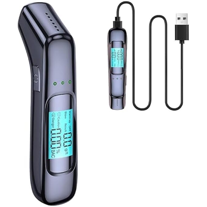 rayihni Breathalysers, Alcohol Breathalyzer Tester UK with HD LCD Digital Display, Portable Breathalyzer, Non-contact Grade Accuracy Alcohol Testing Kits With 2nd Generation Asic Smart Chip for home - Image 2