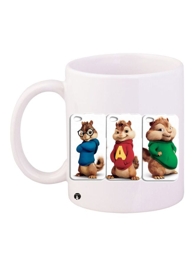 RYN Alvin And The Chipmunks Printed Coffee Mug White/Red/Green 11ounce