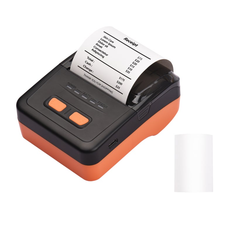 Mini BT Thermal Receipt Printer 58mm Portable Mobile Printer - 48mm Print Width Wireless USB Rechargeable for iOS Android Windows - Image 1
