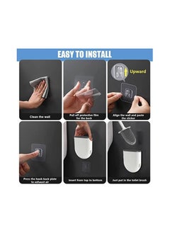 MahMir Durable Effortless Silicone Long Handle Toilet Brush With Wall Mounted Holder. Non-Slip Long Plastic Handle, with Bendable Brush Head, Easy to Clean The Corners of The Toilet, Easy to Install (Black)  - Image 3