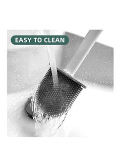 MahMir Durable Effortless Silicone Long Handle Toilet Brush With Wall Mounted Holder. Non-Slip Long Plastic Handle, with Bendable Brush Head, Easy to Clean The Corners of The Toilet, Easy to Install (Black)  - Image 5