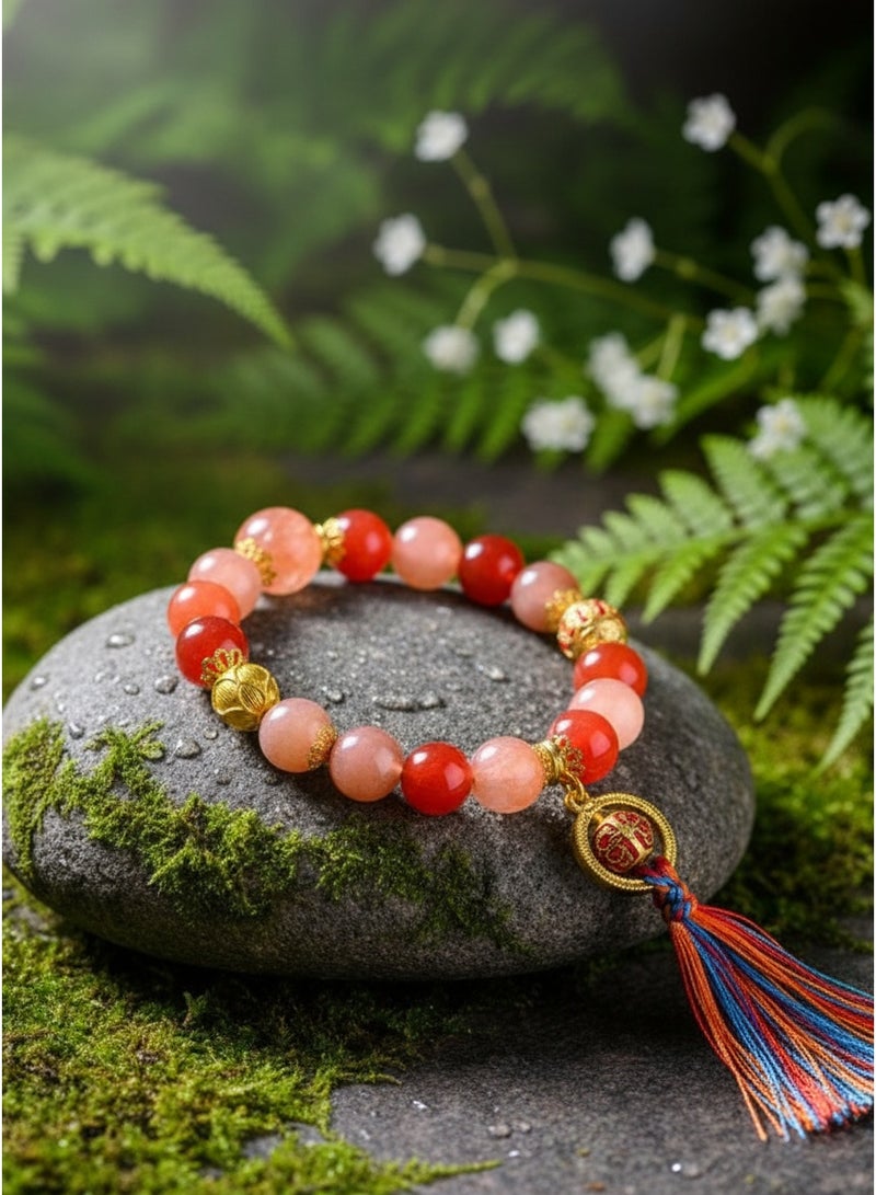 تشوميل سوار طاقة حجر القمر البرتقالي الطبيعي المخصص - يعزز الحيوية ويحسن مزاجك 15-16 سم - Image 2