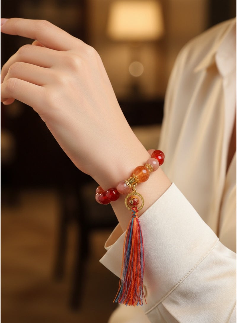 تشوميل سوار طاقة حجر القمر البرتقالي الطبيعي المخصص - يعزز الحيوية ويحسن مزاجك 15-16 سم - Image 3