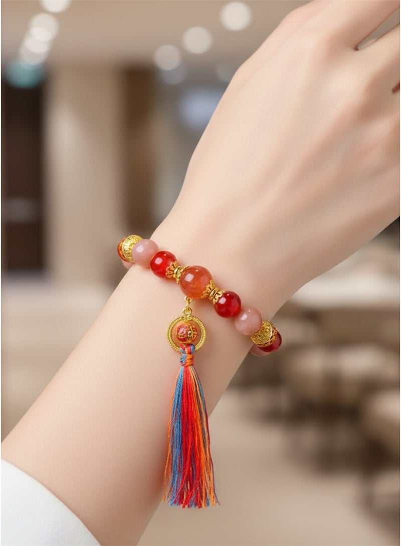 تشوميل سوار طاقة حجر القمر البرتقالي الطبيعي المخصص - يعزز الحيوية ويحسن مزاجك 15-16 سم - Image 4