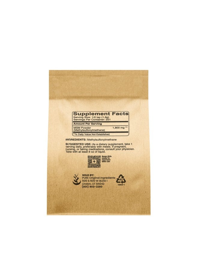 PURE ORIGINAL INGREDIENTS مكونات أصلية نقية ميثيل سلفونيل ميثان (1 رطل) MSM، مكمل غذائي طبيعي من الكبريت - Image 2