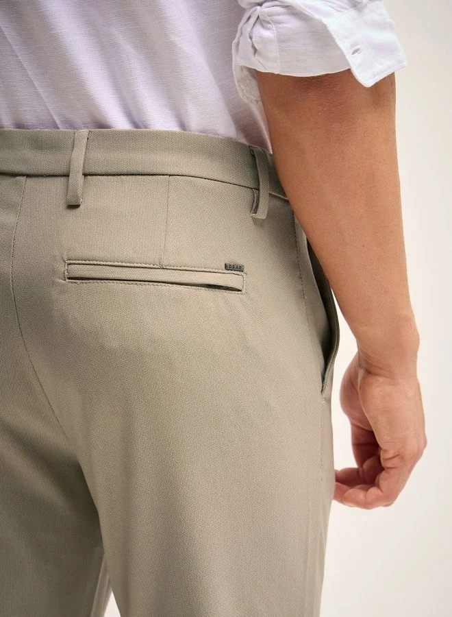 THE BEAR HOUSE Men's Beige Solid 4 Way Stretch Formal Trouser Versatile Office and Travel Pants Comfortable Fit for Everyday Use Easy to Style Bottomwear for Work Weekend and Outings