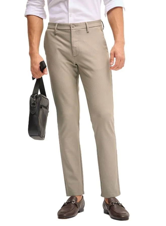 THE BEAR HOUSE Men's Beige Solid 4 Way Stretch Formal Trouser Versatile Office and Travel Pants Comfortable Fit for Everyday Use Easy to Style Bottomwear for Work Weekend and Outings