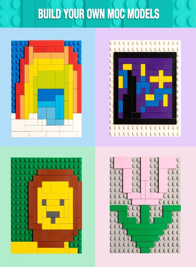 MANNIDOO 1200 Pieces Flat Pieces, 9 Sizes Classic Moc Parts and Pieces Tiles Expansion Set - Compatible with All Major Brands, Building Bricks Bulks for Smooth Surface, White - Image 3