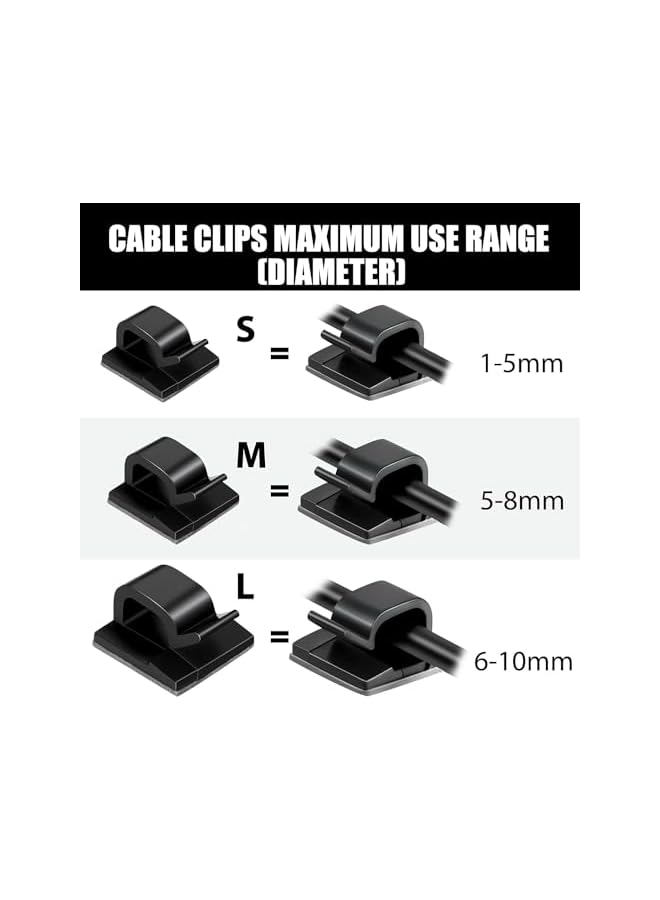 PROMASS 100 Pieces Mini Outdoor Cable Clips with Adhesive Tapes Light Clips Decoration Clips Self Adhesive Hooks Wire Holder for Christmas and Fairy Light (black) - Image 4