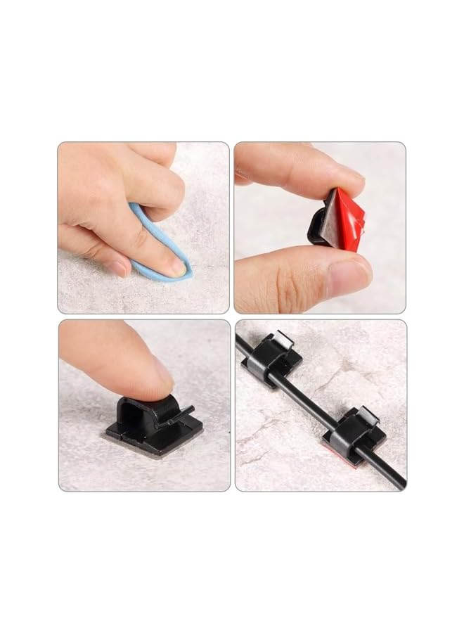 PROMASS 100 Pieces Mini Outdoor Cable Clips with Adhesive Tapes Light Clips Decoration Clips Self Adhesive Hooks Wire Holder for Christmas and Fairy Light (black) - Image 5