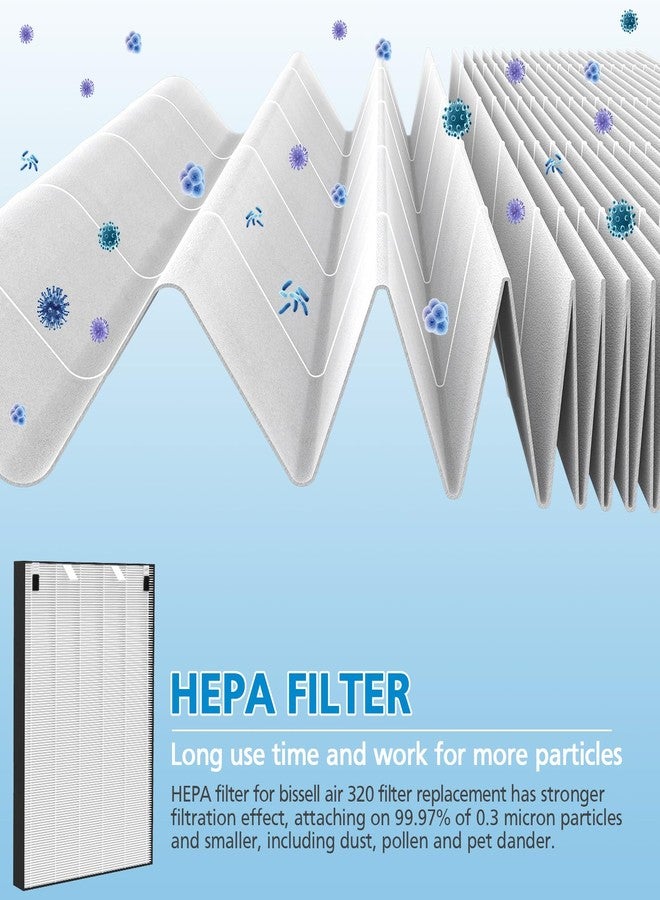 إيزينجو مجموعتان من فلاتر بديلة لجهاز تنقية الهواء Bissell Air320 Air220، متوافقة مع طرازات 2768A و2609A، تتضمن عبوتين من فلاتر HEPA+ الأولية (2678)، وعبوتين من فلاتر الكربون البديلة (2677). قارن بالأرقام 2677 و2678 و2804. - Image 3