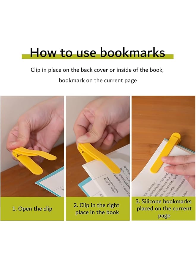 إيروريكس علامات مرجعية أوتوماتيكية من السيليكون علامات مرجعية من السيليكون للقراءة للنساء والرجال والأطفال وعشاق الكتب مشبك علامة مرجعية فريد للقراءة لمحبي قراءة الكتب إكسسوارات الكتب 3 قطع - Image 3