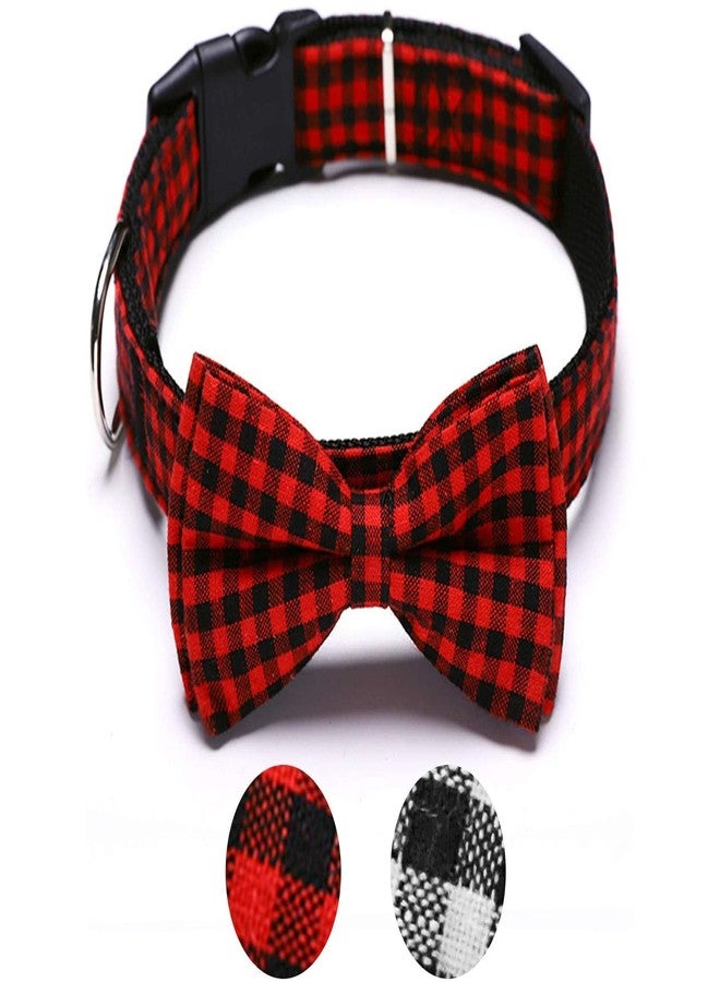 RR Design Unique Style Dog Collar with Bow, Soft&Comfy Bow-tie Dog Collar, Adjustable Pet Gift Collars for Small Medium Large Dogs (Small, Red & Black Checkered) - Image 2