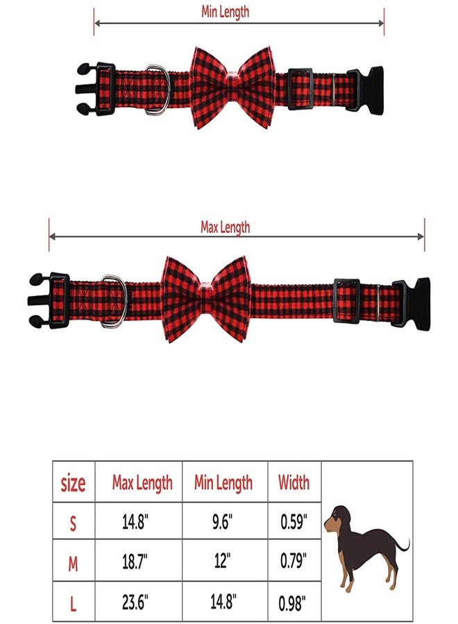RR Design Unique Style Dog Collar with Bow, Soft&Comfy Bow-tie Dog Collar, Adjustable Pet Gift Collars for Small Medium Large Dogs (Small, Red & Black Checkered) - Image 4