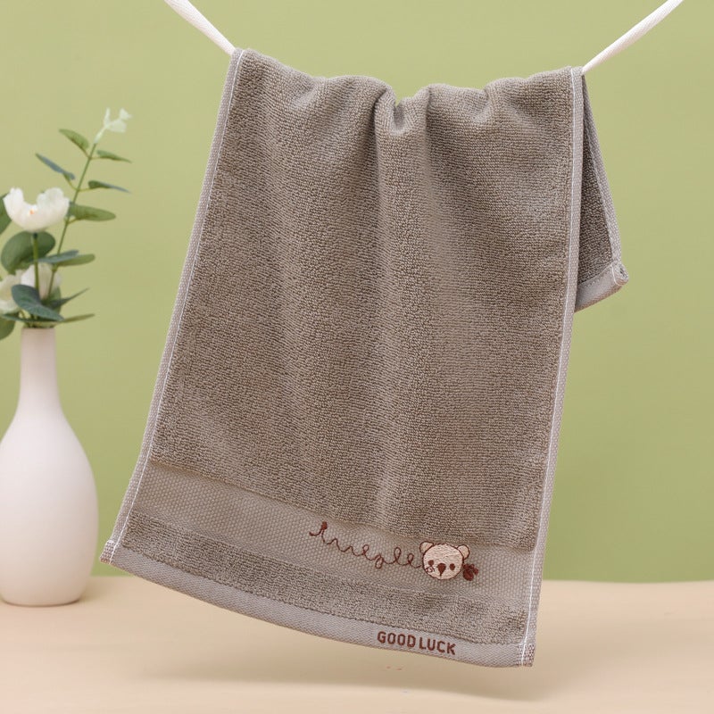 Wholesale Pure Cotton Kids Towel Embroidered Cartoon Designs bear brown 