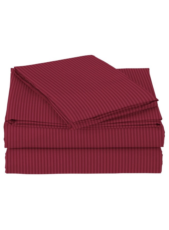 BSB HOME BSB HOME Premium Cotton 220tc Elastic Fitted Bedsheets with 2 Pillow Covers | King Size Bed with All Around Elastic 220 TC Supersoft Striped Pattren Breathable |Size-78 x72+10 inches |Maroon  - Image 5