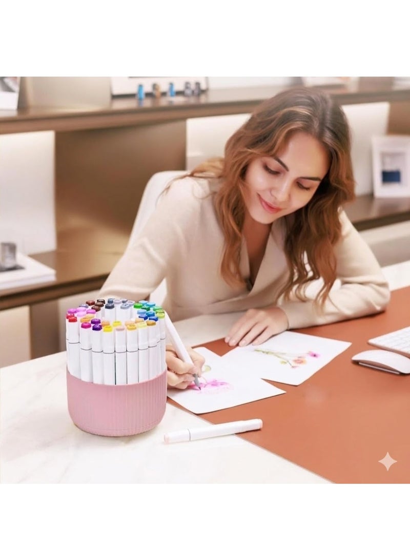 360° Rotating Desktop Organiser, Pink, Pen and Marker Holder, Convenient and Timesaving - Image 1