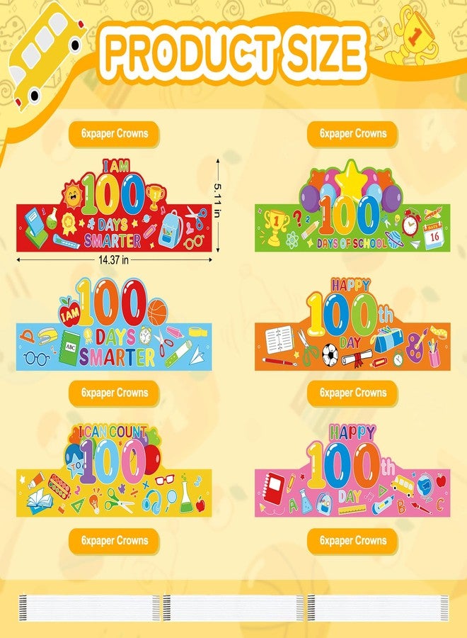 Hedeey 36 Pack 100th Day of School Crowns Paper Adjustable 100 Days of School Hat Classroom Supplies (Colorful) - Image 2