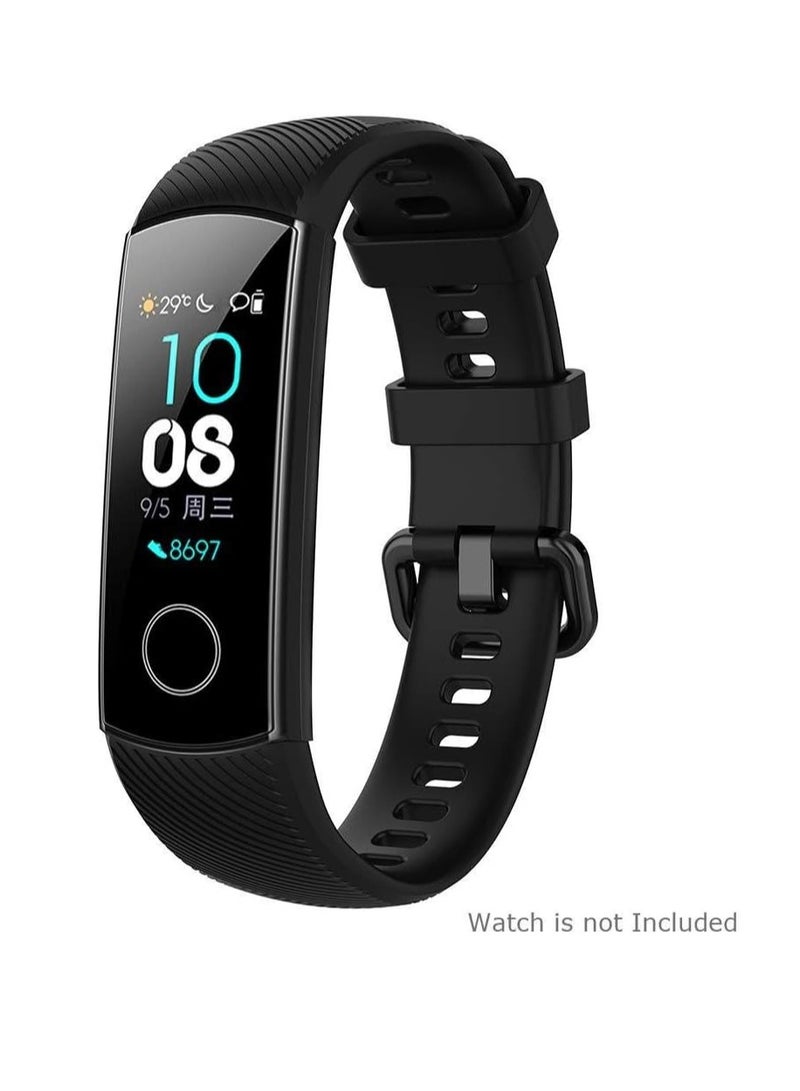 Generic Silicone Wristband For Huawei Honor Band 4/Band 5 Smart Watch Replacement Bracelet Strap -Black - Image 1
