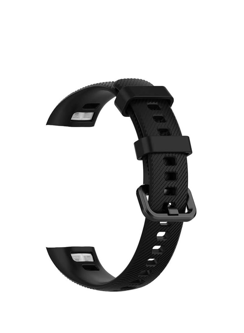 Generic Silicone Wristband For Huawei Honor Band 4/Band 5 Smart Watch Replacement Bracelet Strap -Black - Image 3