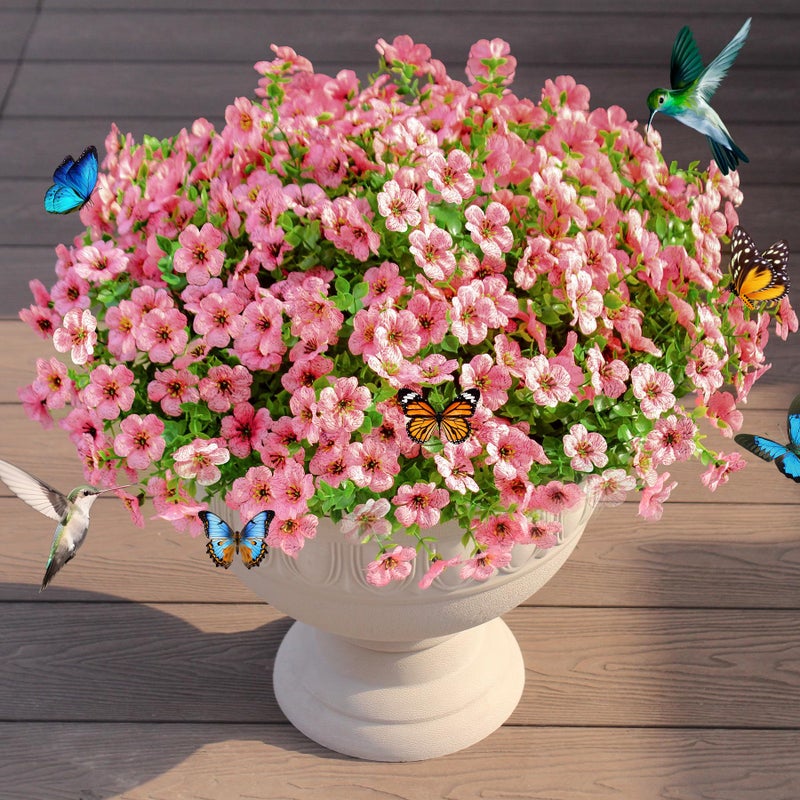 JAKY Global Artificial Flowers for Outdoors Faux Outside Plants Spring Summer Decorations 16 Bundles UV Resistant Silk Daisy Fake Eucalyptus Realistic Used for Yard Porch Patio Window Planter Box Decor  - Image 1