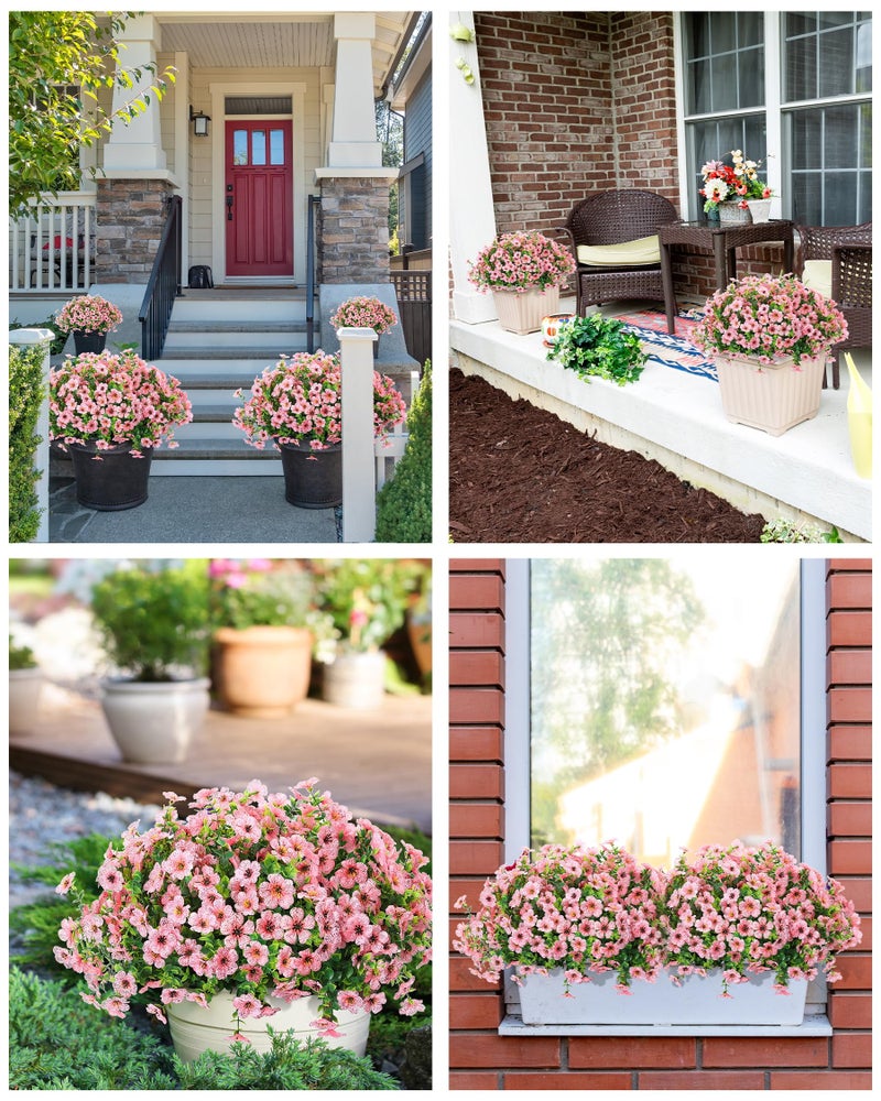 JAKY Global Artificial Flowers for Outdoors Faux Outside Plants Spring Summer Decorations 16 Bundles UV Resistant Silk Daisy Fake Eucalyptus Realistic Used for Yard Porch Patio Window Planter Box Decor  - Image 4