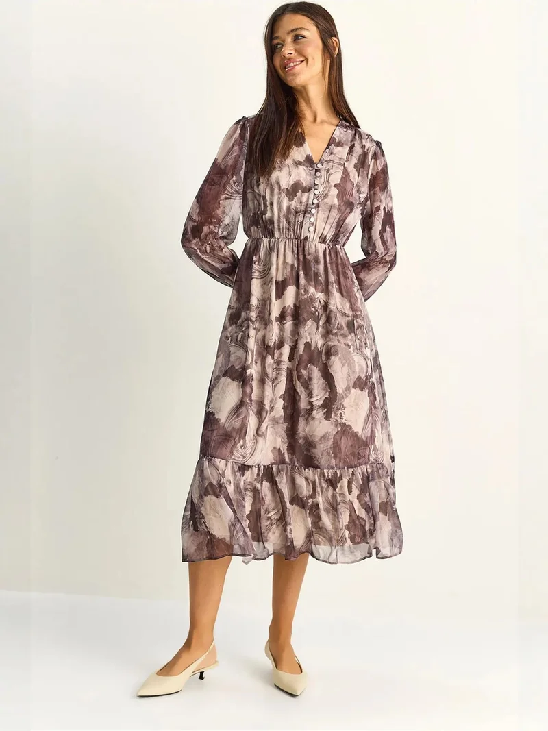 بيانكو لوتشي LUCCI Paisley V-Neck Midi Dress