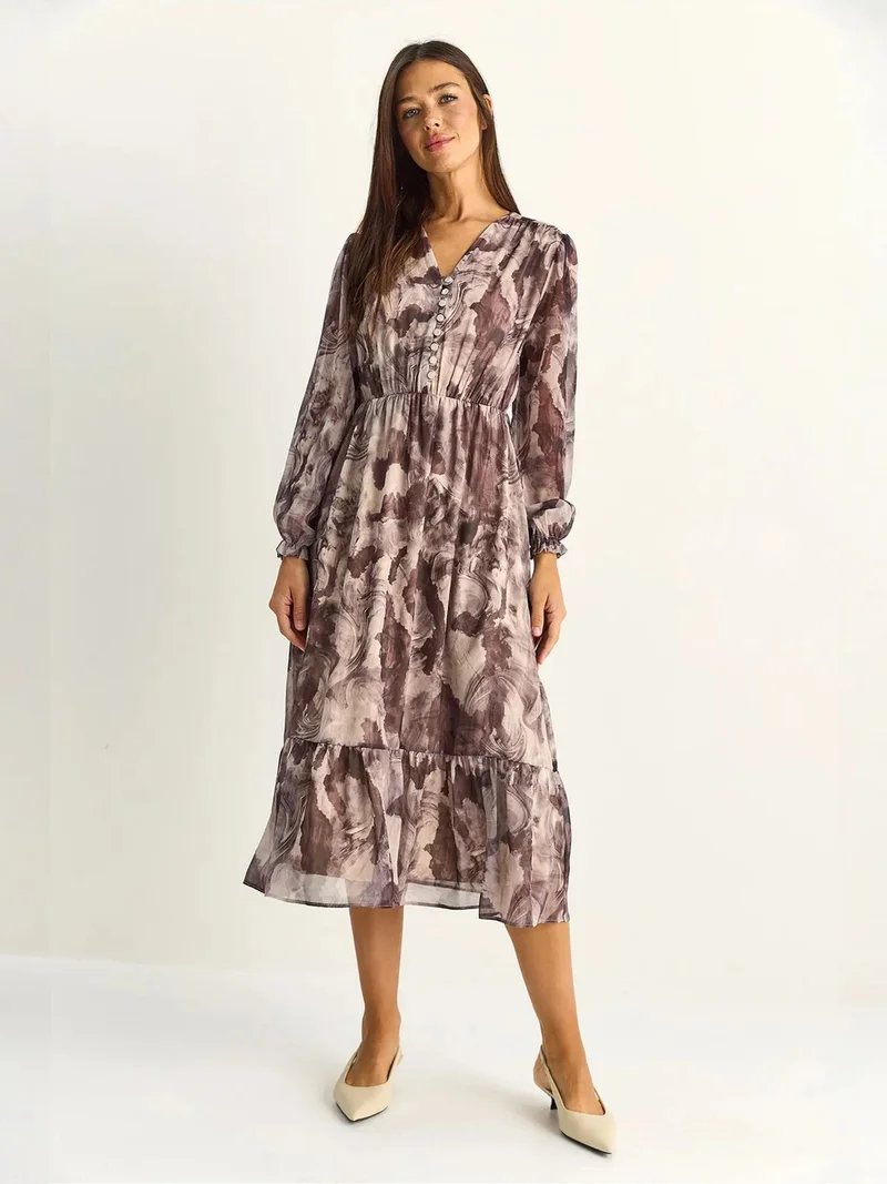 بيانكو لوتشي LUCCI Paisley V-Neck Midi Dress