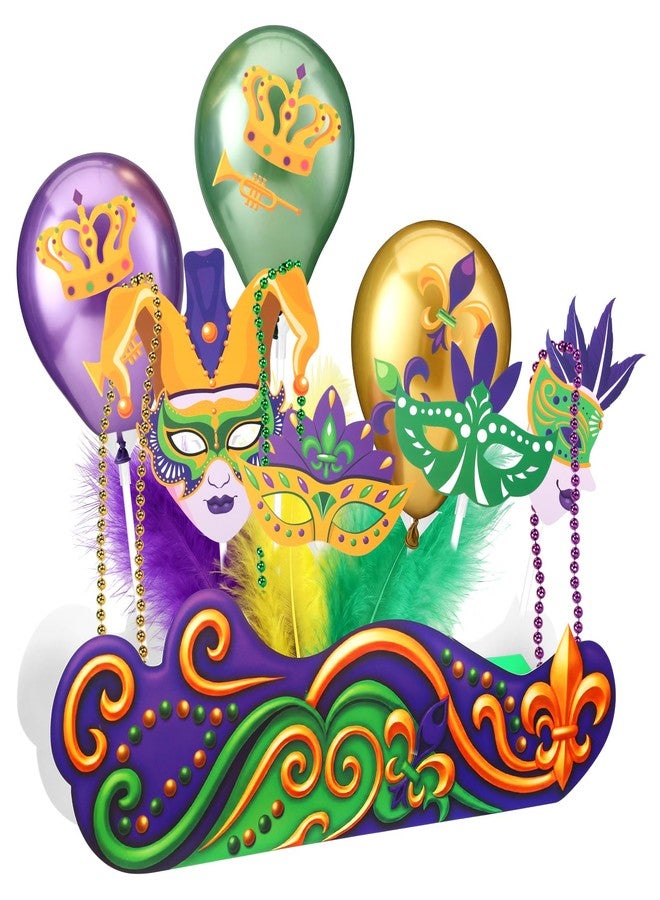 Saypacck 37 Pcs DIY Mardi Gras Float Kit Mardi Gras Table Centerpiece Decor Birthday Masquerade Carnival for New Orleans Mask Fat Tuesday Party Supplies Festival Purple Green Gold Accessories - Image 1