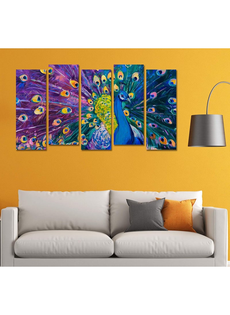 Paper Plane Design Paper Plane Design 'Peackcock View' Wall Decoration Picture Split Art Decor Photo Frames Set, 27 x 50 inches  - Image 3