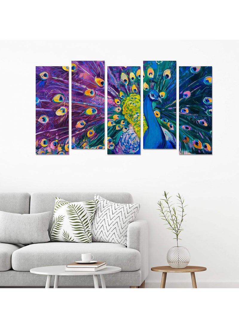 Paper Plane Design Paper Plane Design 'Peackcock View' Wall Decoration Picture Split Art Decor Photo Frames Set, 27 x 50 inches  - Image 2