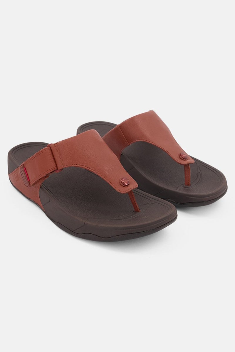 FitFlop Men Velcro Leather Sandals Dark Tan - Image 1