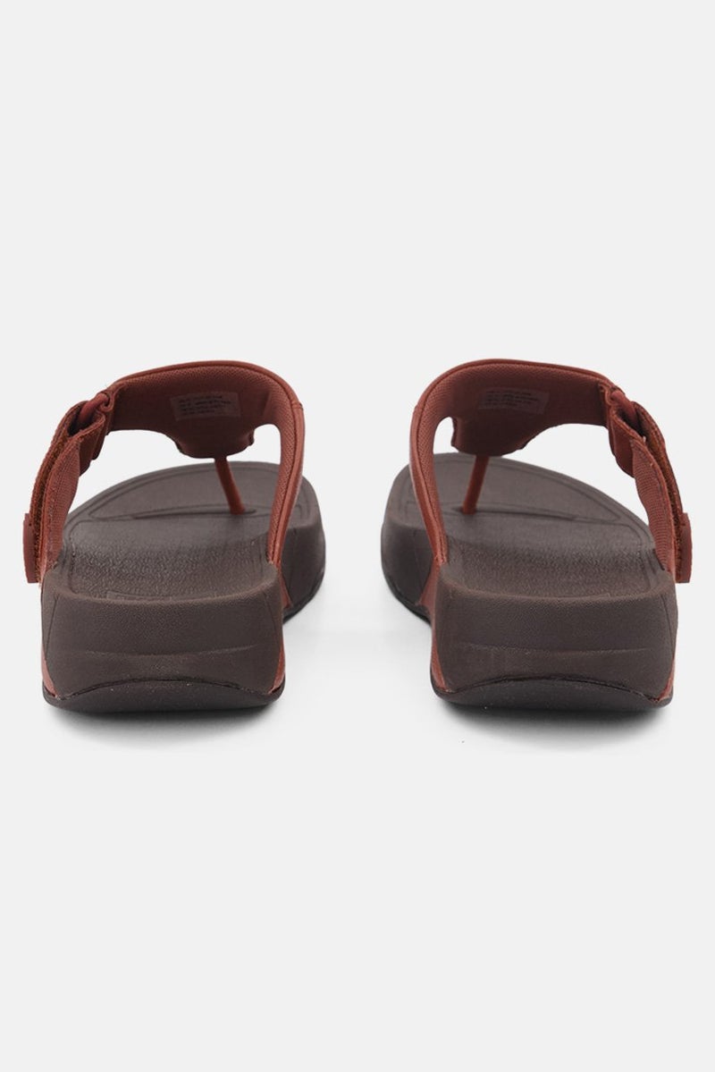 FitFlop Men Velcro Leather Sandals Dark Tan - Image 2