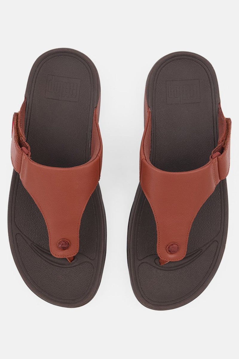 FitFlop Men Velcro Leather Sandals Dark Tan - Image 4