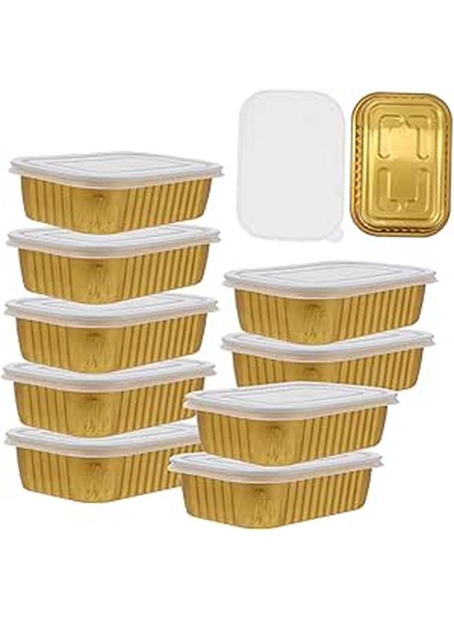 10 علب ألومنيوم مع أغطية، عبوات غداء للشواء تستخدم لمرة واحدة للكبار - Image 1