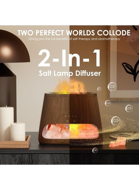 2-in-1 Himalayan Salt Lamp Diffuser, Cool Mist Humidifier, Aromatherapy & Himalayan Salt Therapy, 100% Pure Himalayan Salt, Ultrasonic Essential Oil Diffuser with Ambient Glow, 150ml (Dark)