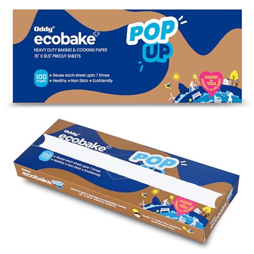 Oddy Ecobake+ 15x10.5 Inch Pop Up Baking & Cooking Paper Sheets, Pack of 100 Precut Sheets - Image 1