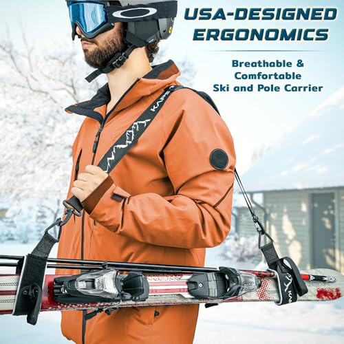 KapStrom - Ski Straps & Pole Carrier - Black - Heavy-Duty with Adjustable Strap Length & Cushioned Shoulder Sling - Designed for Kids & Adults to Carry Skis & Poles with Ease - Image 5