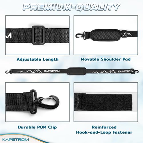KapStrom - Ski Straps & Pole Carrier - Black - Heavy-Duty with Adjustable Strap Length & Cushioned Shoulder Sling - Designed for Kids & Adults to Carry Skis & Poles with Ease - Image 4