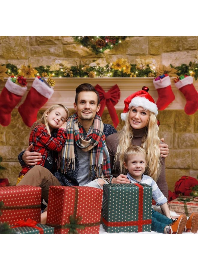Funnytree 7x5ft Durable Christmas Fireplace Backdrop No Wrinkles Fabric Interior Vintage Xmas Tree Stockings Photography Background Portrait Photobooth Party Banner Decorations Photo Studio Props - Image 2